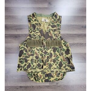 Vintage 90s Camouflage Hunting Vest Medium Mens Pockets Green Black Sheep Trap